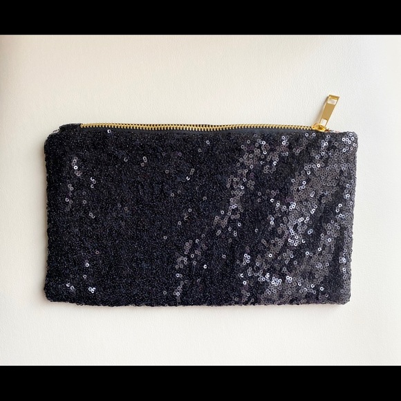 black sequin clutch purse
